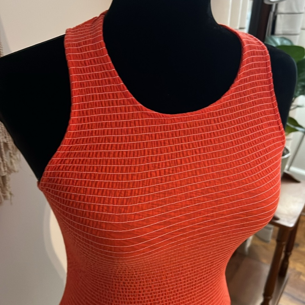 NATION LTD Anthropologie Christine Smocked Tank Top Red Stretch Sleeveless - Picture 6 of 8